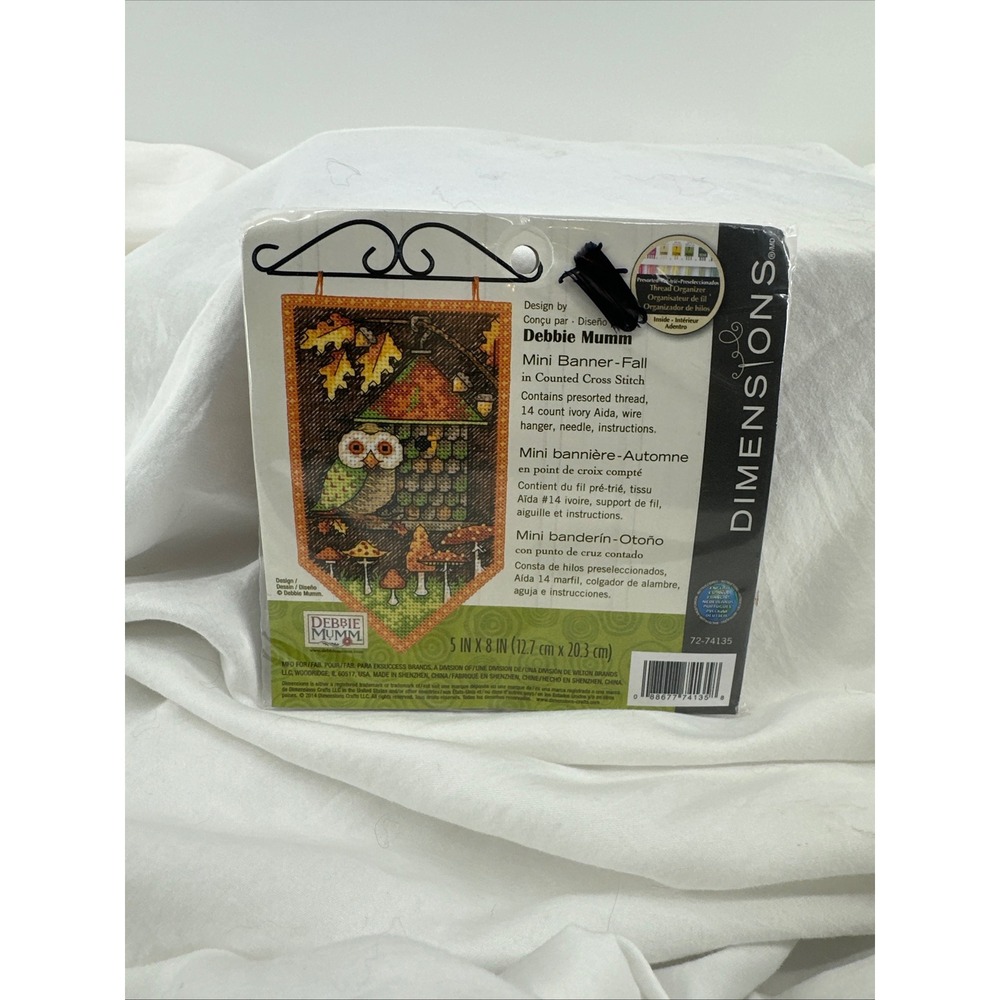 Dimensions Debbie Mumm Mini Banner-Fall Cross Stitch Kit New Owl Autumn 72-74135